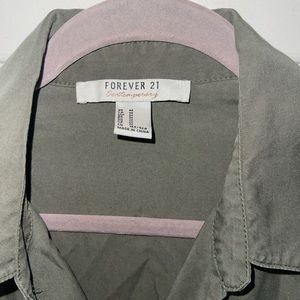 Women’s Forever 21 Army Green Button Down High-Low Dress